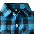 thumbnail image 3 of LYHaoo Kids Toddler Flannel Shirt Jacket Plaid Long Sleeve Lapel Button Down Shacket Baby Boys Girls Shirt Top Coat Outwear Stretch Casual Sizes 18-24 Months Blue, 3 of 3