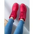 thumbnail image 3 of Frontwalk Women Combat Boot Lug Sole Winter Boots Plush Lined Ankle Booties Work Comfortable Shoes Ladies Casual Short Bootie Red 7, 3 of 7