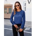 thumbnail image 2 of Womens Dressy Business Casual Blouse Pleated Long Sleeve Tops Satin Silk Work Shirt Fall Outfits 2024, 2 of 6