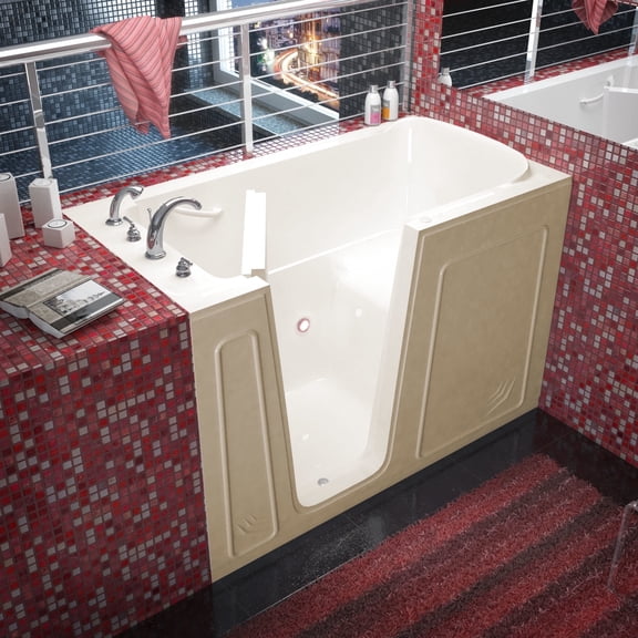 Meditub 3260Ls 60" Acrylic Soaking Walk In Tub For Alcove Installations - Off White