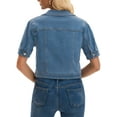 thumbnail image 3 of INSPIRE CHIC Women's Short Sleeve Denim Jackets Cropped Button Down with Pockets Classic Jean Jacket S Light Blue, 3 of 6