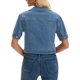 thumbnail image 3 of CHAQUETA DE JEAN CORTA DE MANGA CORTA PARA MUJER INSPIRADA CHIC CON BOTONES Y BOLSILLOS, CLÁSICA, TALLA M, AZUL CLARO, 3 of 6