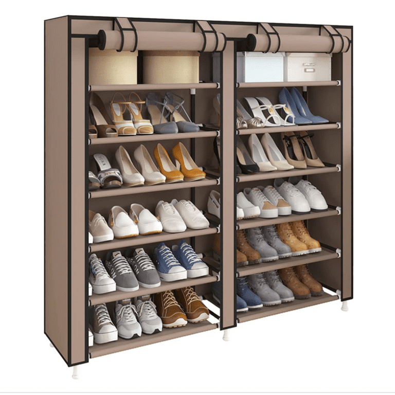 2 row 6 tier Shoe Cabinet Freestanding Shoe Shelf Dustproof - Temu