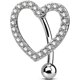 thumbnail image 1 of Anillos para ombligo, anillos para ombligo con forma de corazón, joyería para piercing de ombligo con cristal de circonita pavimentada, barras curvadas de acero quirúrgico 14G para mujer oso de fresa Electrónica, 1 of 5