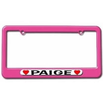 Paige Love with Hearts License Plate Tag Frame, Pink Color