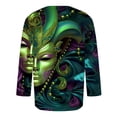thumbnail image 4 of Jinhomg Mardi Gras Tee Shirts for Men Novelty Funny Carnival Themed Mask Print Tops Lightweight Comfy Short Sleeve Crew Neck Holiday Party T-Shirts Light Blue XXL, 4 of 6