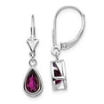 thumbnail image 3 of 14K White Gold 8X5mm Pear Rhodolite Garnet Leverback Dangle Earrings, 3 of 5