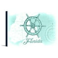 thumbnail image 1 of Florida - Ship Wheel - Teal - Coastal Icon - Lantern Press Artwork (18x12 Gallery Wrapped Stretched Canvas), 1 of 1