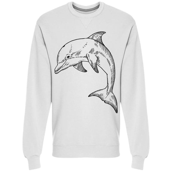 Engraved Style Dolphin Design Sweatshirt Men -Image by Shutterstock, Male Medium