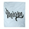 LADDKE Flannel Throw Blanket Unicorn Lettering on Blue Logotype Word As Patch Stick Cake Toppers Laser Cut Plastic Wooden 58x80 Inch Lightweight Cozy Plush Fluffy Warm Fuzzy Soft