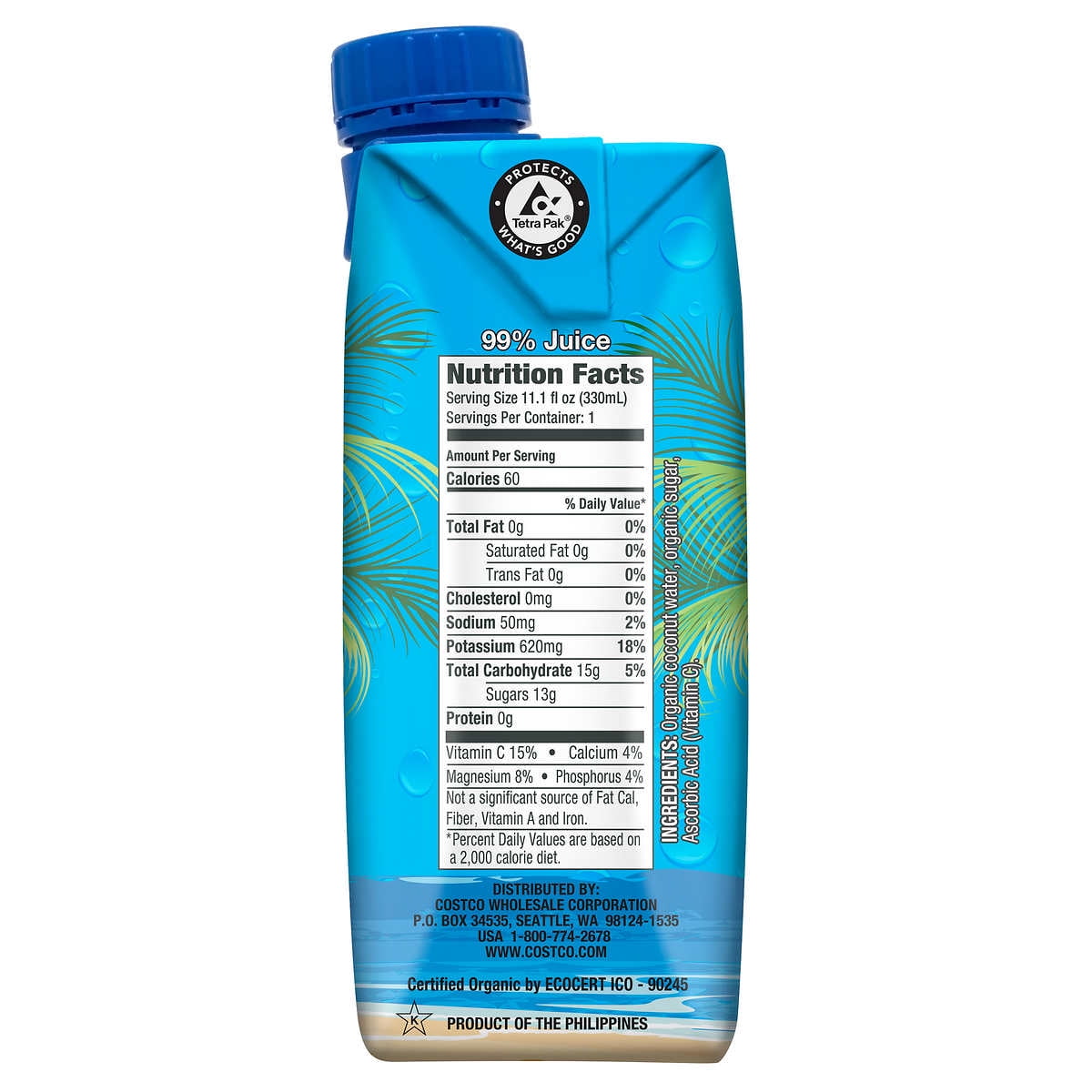 Kirkland Signature Organic Coconut Water, 11.1 fl oz, 12-count - Walmart.com