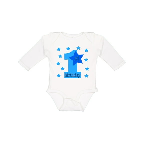 Inktastic 1st Birthday Boy Stars Boys Long Sleeve Baby Bodysuit