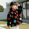 thumbnail image 1 of Chaquetas y abrigos casuales de manga larga con capucha, de invierno, con estampado floral, cremallera, forro polar, holgado, cuello alto, para niños pequeños y niños. Chaqueta tipo cárdigan infantil., 1 of 9