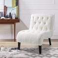 thumbnail image 5 of AVAWING Armless Teddy Accent Chair, Upholstered Lounge Chair with Wood Legs, Comfy Reading Chair for Living Room & Bedroom, White, 5 of 7