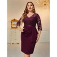thumbnail image 6 of Miusol Women's Plus Size Retro V-Neck Lace Ruffle Bodycon Cocktail Dress, 6 of 10