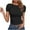 Black, variant on QUNYINEY Crew Neck Women's T-Shirts Pullover Solid Short Sleeve Casual Tops Slim Women Tops