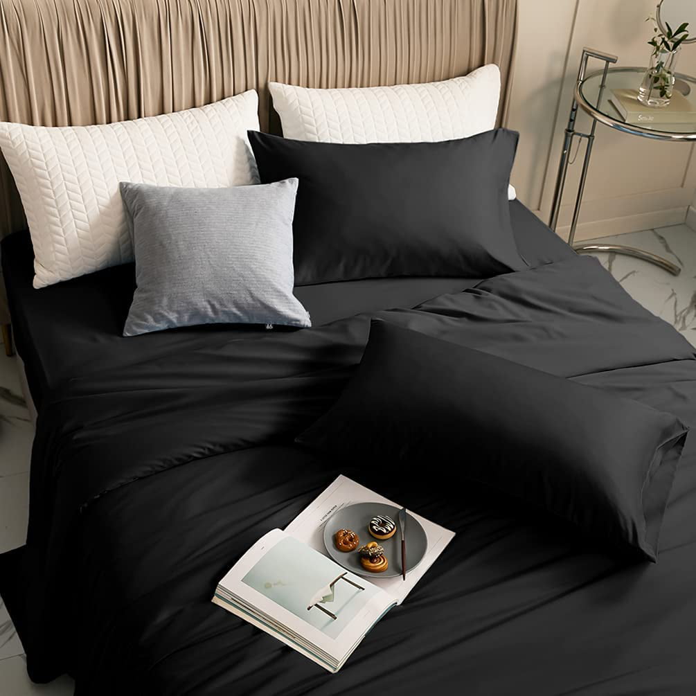400 Thread Count Dark Grey Solid 1 Flat Sheet & 2 Pillowcase Sleepwell Bedding 100% Cotton Double Size Complete 3 Piece