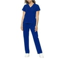 thumbnail image 2 of Vibrex Women's Scrub Set: Short-Stretch Sleeve V-Neck Top & Drawstring Pants - Multi-Pocket, Loose-Fit Uniform for Nurses, Caregivers, Medical Staff (Multiple Colors), 2 of 9
