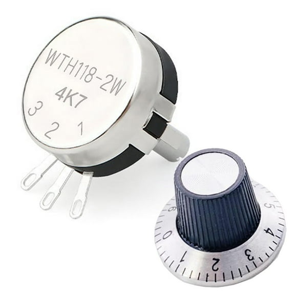 Fule WTH118-2W 10K ohm Round Shaft Carbon Linear Variable Potentiometer w Dial Knob