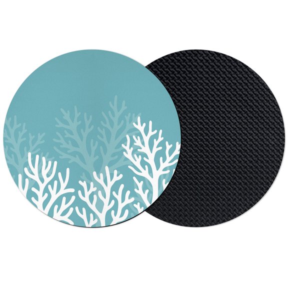 Teal Coral Coastal Coasters Set of 2, Absorbent Coasters for Drinks, Seaside Nautical Summer Ocean Sea Coaster for Desk Coffee Table Protection, Home Decor House Warming Gifts 4"