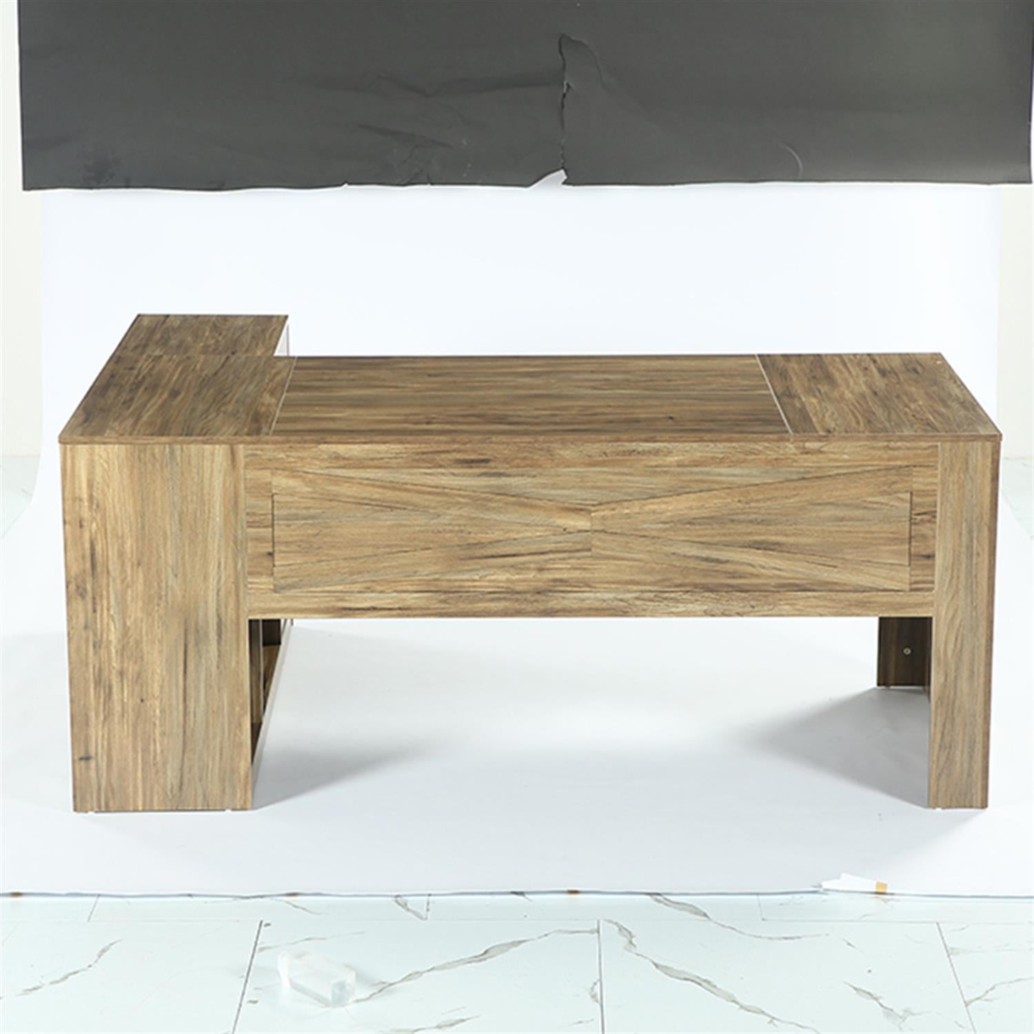 Demi Bonn 70.9" L Shaped Executive Desk, Large Office Computer Desk with Storage Cabinet for Home Office, Living Room Furniture, Brown