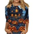 thumbnail image 2 of Quaouag Halloween Shirts for Women Witches Gather Party Tshirt Halloween Witches Graphic Tees Witches Full Moon Art Print Shirt, 2 of 5