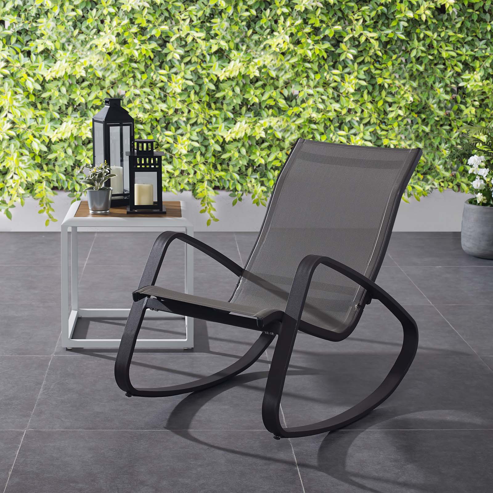 Modern Contemporary Urban Design Outdoor Patio Balcony Garden Furniture Locking Lounge Chair Armchair, Aluminum Metal Steel, Multi Black - image 2 of 6