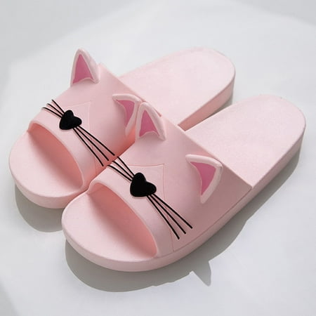

CoCopeaunt Cute Cat Ear Designer Women Slippers Summer Indoor Bathroom Ladies Slides Sandals Home Flats Lovers Shoes Men Slippers
