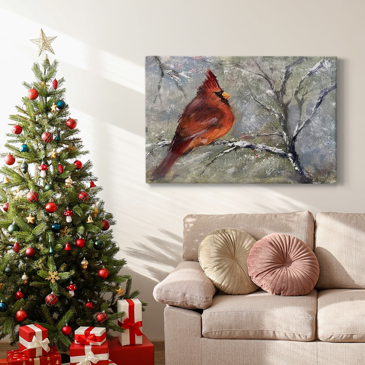 Cardinal in Snow II- Gallery Wrapped Canvas