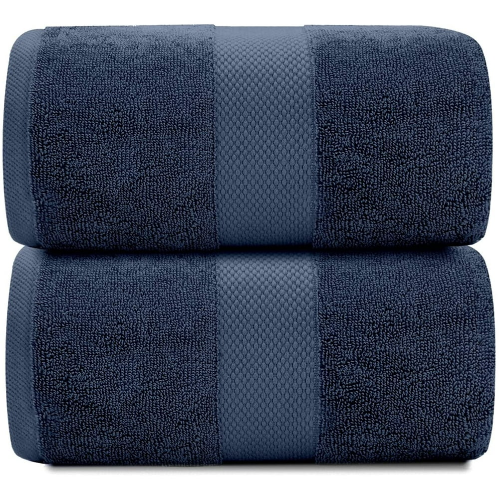 Luxury Bath Sheet Towels Extra Large 35x70 Inch 2 Pack, Navy Blue