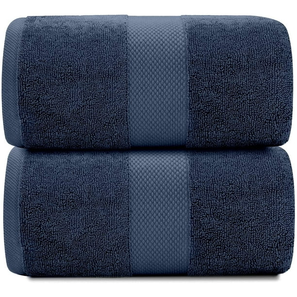 Luxury Bath Sheet Towels Extra Large 35x70 Inch 2 Pack, Navy Blue
