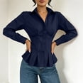 thumbnail image 7 of Hurxie Waist Tops for Women Wrap Top Fitted Button Down Shirt Wrap Top Long Sleeve Blouse Casual Outfits, 7 of 7