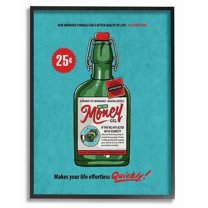 Stupell Industries Money Oil Vintage Comic Book Funny Blue Green Design Framed Wall Art by Ester Kay