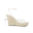 thumbnail image 2 of BLISSFUL STEP Women's Shoes Open Toe Lace Buckle Platform Espadrille Wedge Heels Sandals White 5.5, 2 of 7