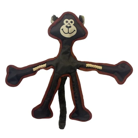 Durable Dog Toys Nylon with Rope Skeleton and Squeaker 15 Long Cute Animals (Brown Monkey)