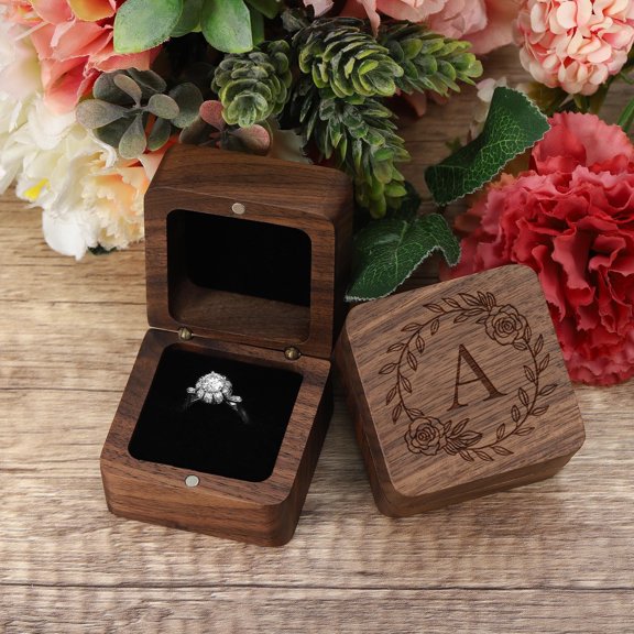 PARIMA Small Jewelry Case Jewelry Organizer Wooden Ring Box Personalized Birthday Gifts for Women Wife Girlfriend