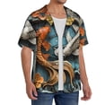 thumbnail image 2 of Pofeuu Colorful Koi Fish Art Print Mens Casual Short Sleeve Shirts Beach Summer Spread Collar Pocket Tops Men's Casual Short-sleeved Shirt-Large, 2 of 5
