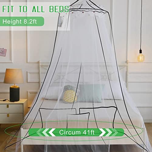 Mosquito Net Bed Canopy for Girls,King Canopy Bed Curtains Queen Size from Ceiling,Dome Mosquito Netting Bed Tent Twin Girls Canopy Bed Decor for Baby Crib,Kid Bed and Adult Beds (White Dome1)
