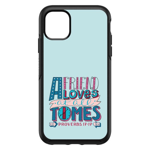 DistinctInk Custom SKIN / DECAL compatible with OtterBox Symmetry for iPhone 11 (6.1" Screen) - Proverbs 17:17 - Clock - Friend Loves at All Times