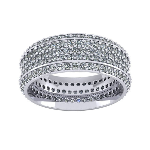 2.50Ct Round Cut Natural Diamond 5Row Anniversary Wedding Eternity Band Ring 10k Gold KL I1