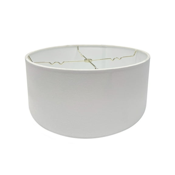 Hardback Shallow Drum Lampshade White Linen Fabric, 14x14x7