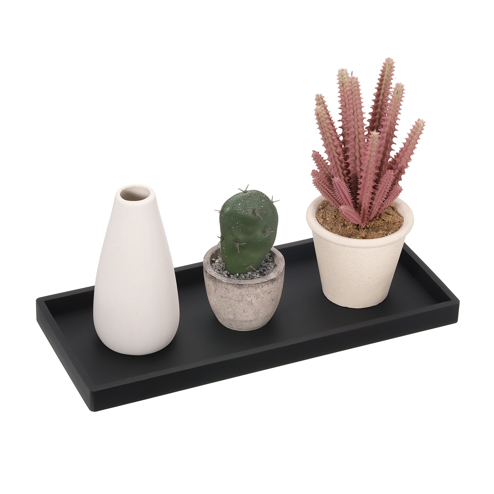 Unique Bargains Silicone Bathroom Tray for Kitchen Sink 12" x 5" Black