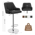 thumbnail image 2 of Taburetes de bar VECELO ajustables, 2 unidades, con respaldo y brazo, color negro, 2 of 8