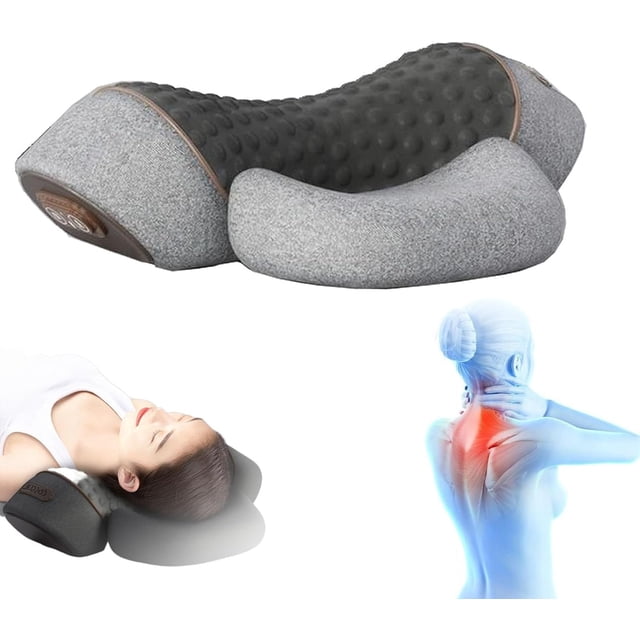 Massage Hump, 3-in-1 N, Heated Neck Massage, Traction Cervical, Memory Foam (Grey)