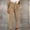 Khaki, variant on Aloohaidyvio Women's Casual High Waist Pants Ladies Bandage Elastic Waist Stripe Pants