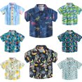 thumbnail image 2 of XBASW 6M-7T Boys Button down Shirts Printed Short Sleeve Blouses Top Summer Shirt with Pocket for Baby Toddler Kids, 2 of 11