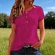thumbnail image 1 of TaTaai Women's Summer Base Layer Top Short Sleeve V-Neck Mesh Fabric Ribbed Knit Casual Slim Fit Multi-Color T-Shirt Gift, 1 of 7