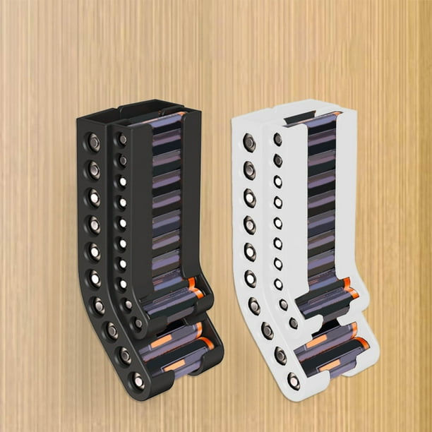 Xihbxyly Soporte para Pilas, Organizador de Pared, Diseño de Doble Capa para Pilas Aa y Aaa, Solución para Ahorrar Espacio En Casa o En La Oficina, Fácil Instalación con Taladros, Tamaño 14 X 6 Cm.