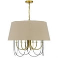 thumbnail image 2 of Pomy 28 Inch Chandelier, Hardback Burlap Shade, Gold Black Metal, 2 of 7