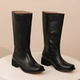 thumbnail image 5 of YLYL Women's Knee High Boots Wide Calf Square Toe Chunky Block Heel Pull on Riding Tall Boots, 5 of 9